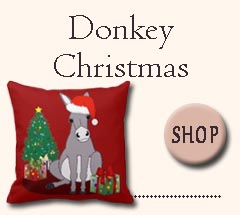 donkey christmas throw pillow